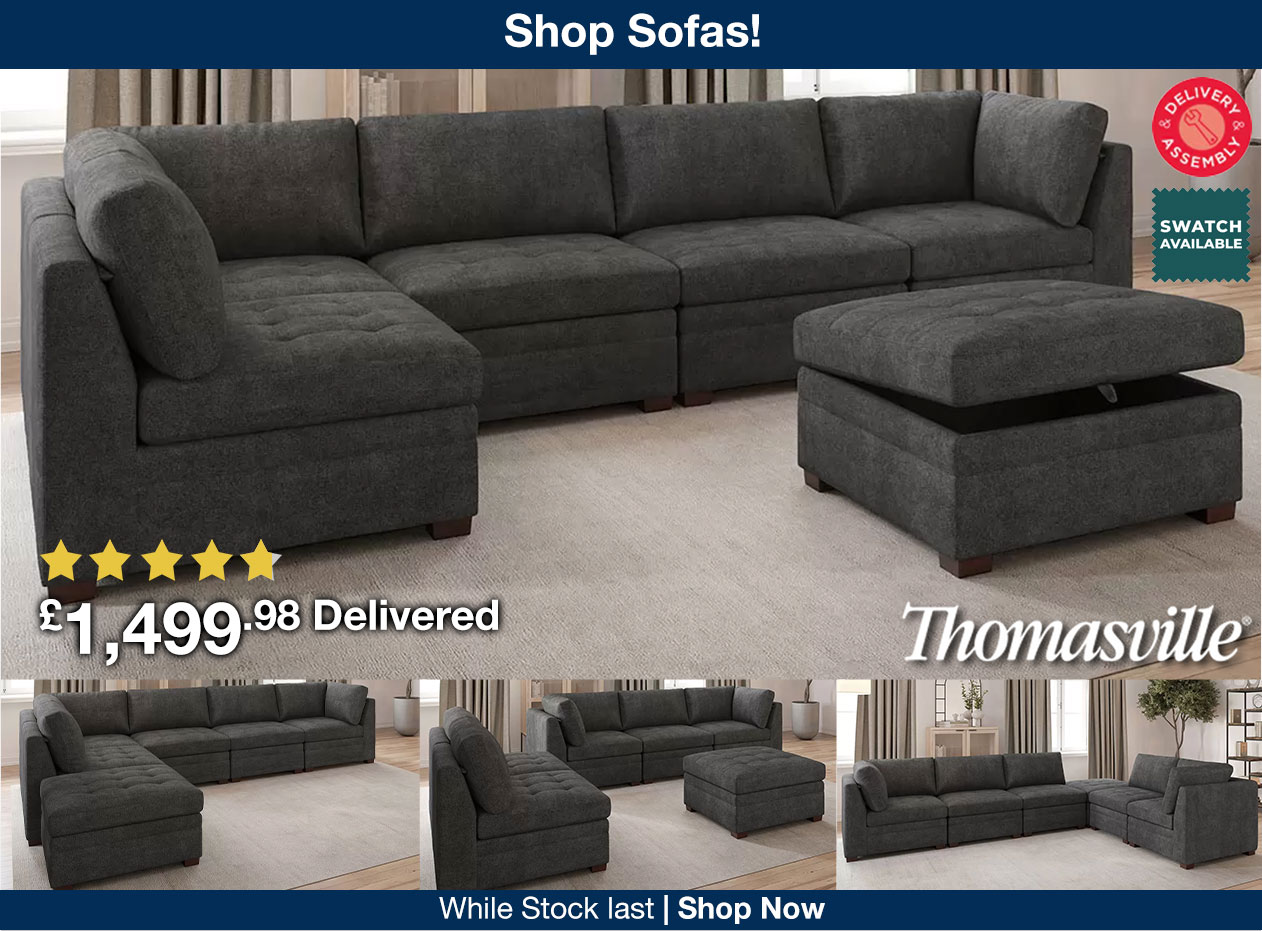 Thomasville Tisdale Dark Grey 6 Piece Modular Fabric Sofa