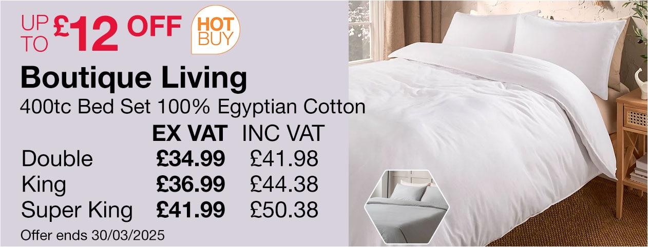 Boutique Living 400tc Bed Set 100% Egyptian Cotton