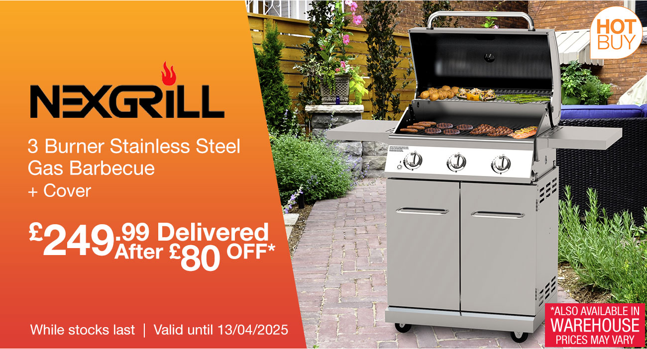 nexgrill 3 burner stainless steel gas barbecue