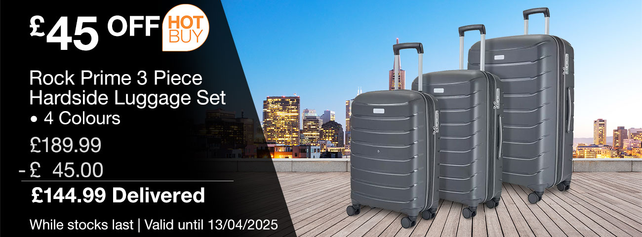 rock prime 3 piece hardside luggage set