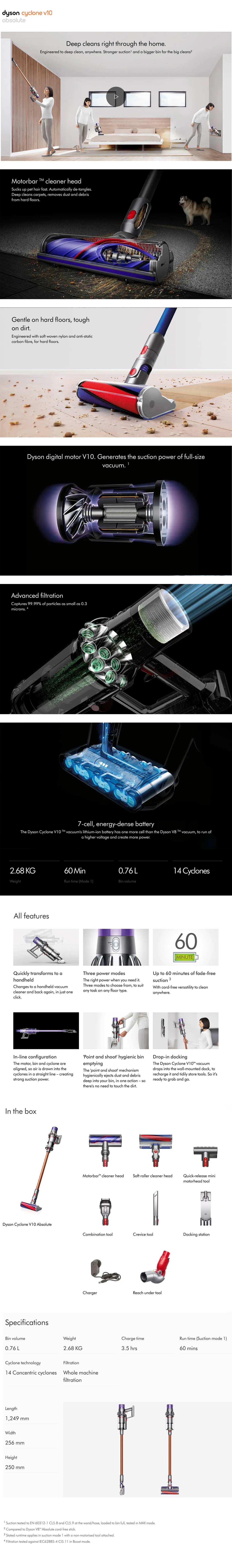 Dyson Cyclone V10 Absolute Stick Vacuum