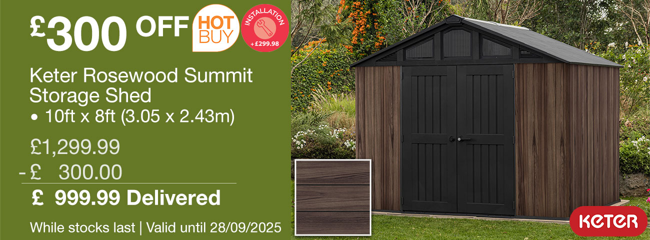 keter rosewood summit storage shed