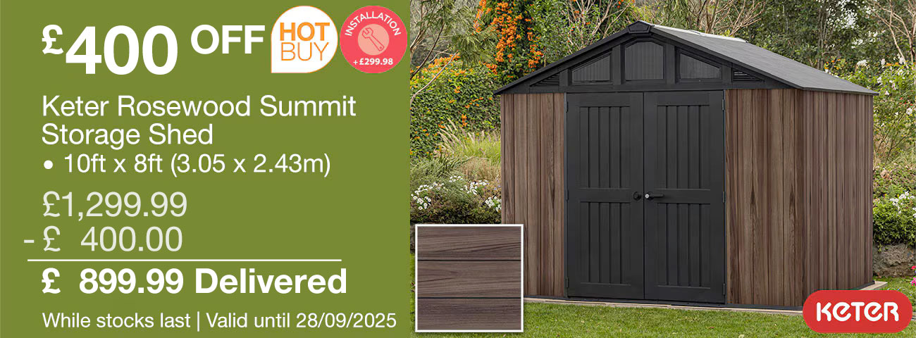 keter rosewood summit storage shed