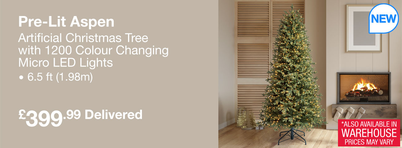Pre-Lit Aspen Artificial Christmas Tree with 1200 Colour Changing Micro LED Lights