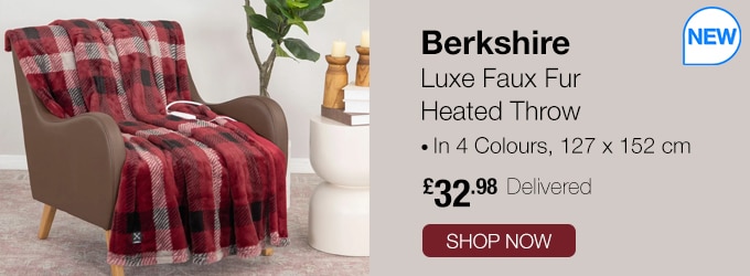Berkshire Luxe Faux Fur Heated Throw, 127 x 152 cm