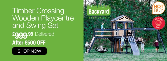 Backyard Discovery Timber Crossing Wooden Playcentre and Swing Set
