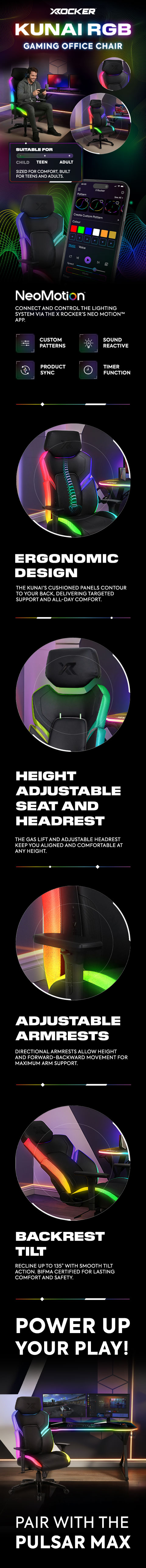 XRocker Kunai RGB Gaming Office Chair