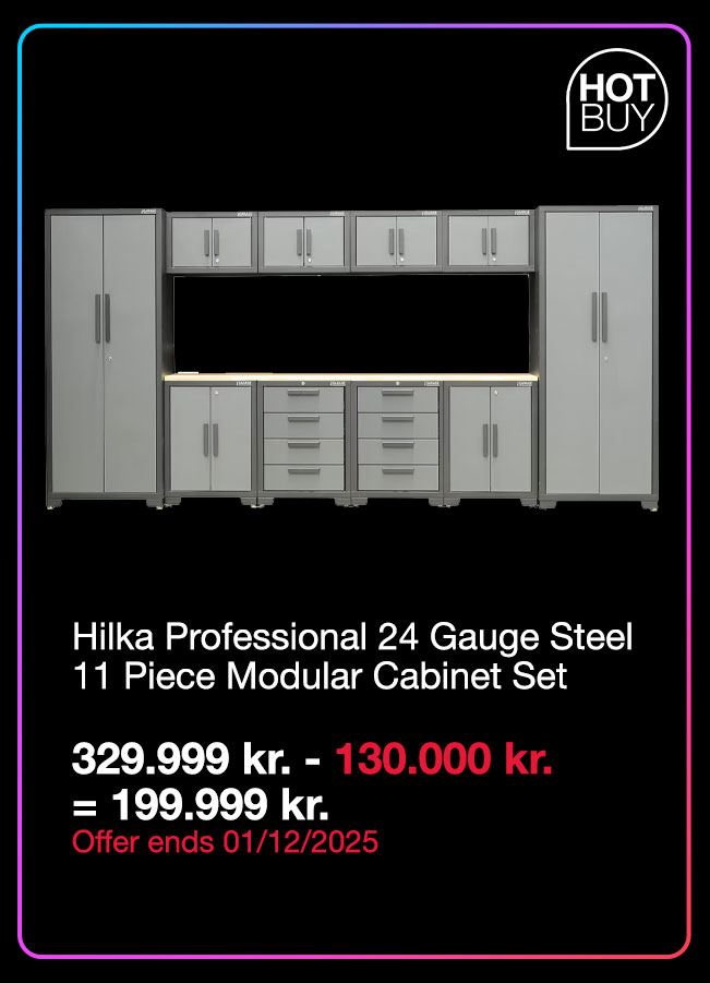 Hilka Professional 24 Gauge Steel 11 Piece Modular Cabinet Set