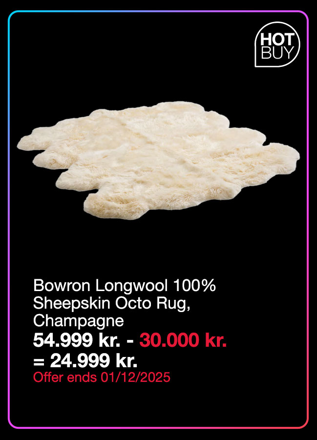 Bowron Longwool 100% Sheepskin Octo Rug, Champagne