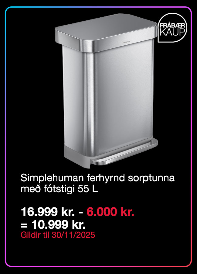 Simplehuman ferhyrnd sorptunna me&eth; f&oacute;tstigi 55 L
