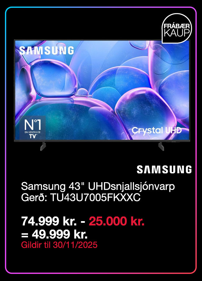 Samsung 43 Inch UHDsnjallsj&oacute;nvarp Ger&eth;: TU43U7005FKXXC