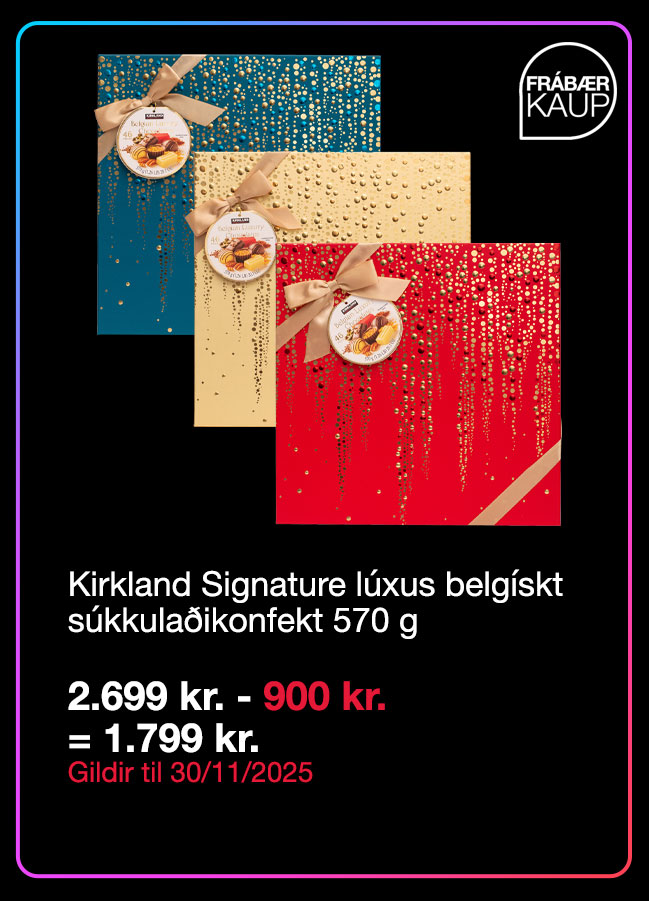 Kirkland Signature l&uacute;xus belg&iacute;skt s&uacute;kkula&eth;ikonfekt 570 g