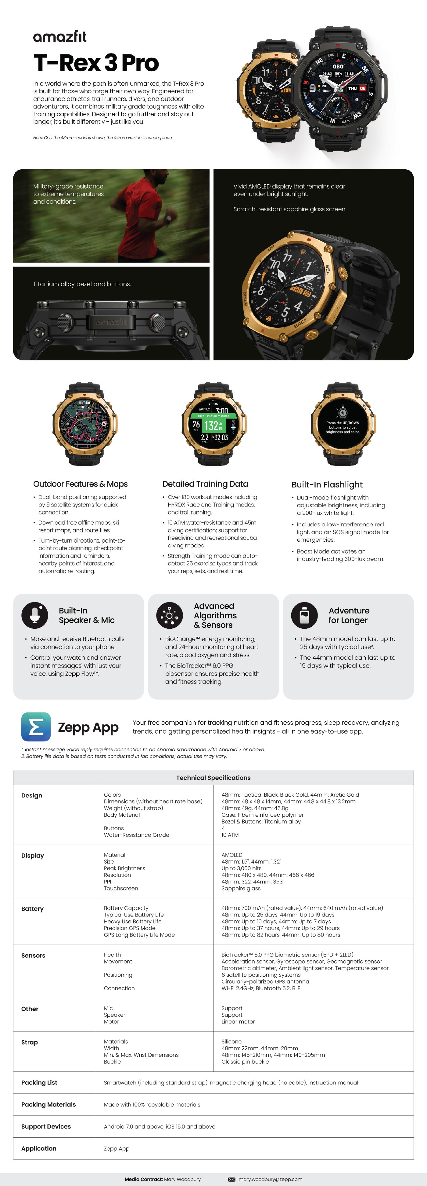 Amazfit T-REX 3 Pro, 44mm Smart Watch