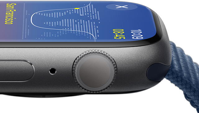 A side view of Apple Watch showing how bright it is.