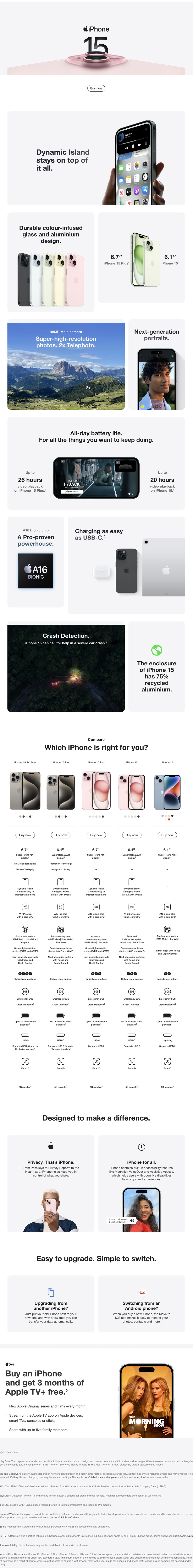 Apple iPhone 15. Learn More