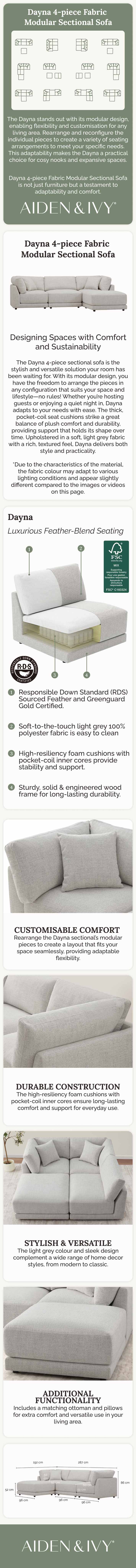 Dayna 4 piece Fabric Modular Sectional Sofa