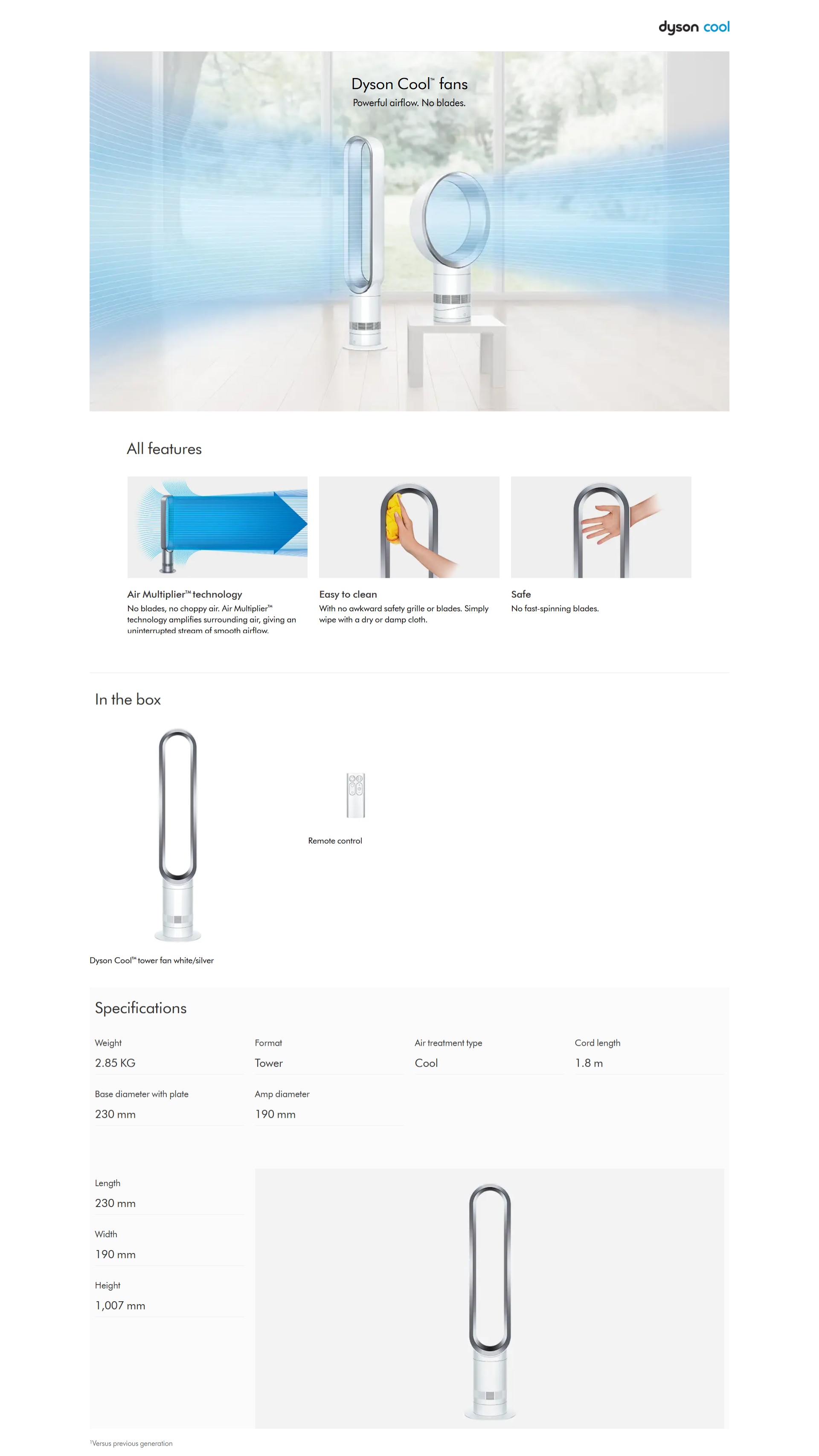 Dyson Cool Fan. Learn More