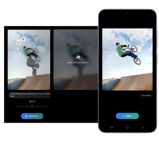 A series of 3 Samsung Galaxy Devices displaying Galaxy AI.