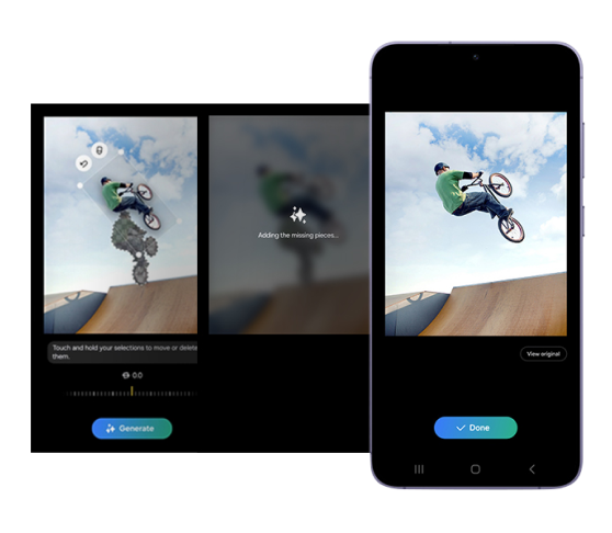 A series of 3 Samsung Galaxy Devices displaying Galaxy AI.