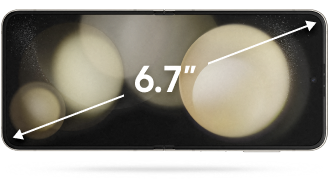 arrows on the inside of the unfolded Flip5 to indicate 6.7-inches diagonally.