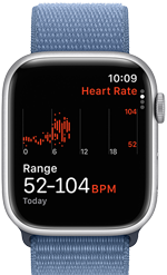 Apple Watch Series 9 showing the Heart Rate app