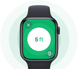Apple Watch Series 9 showing Precision Finding of an iPhone