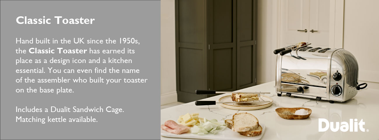 Dualit Classic Toaster Banner. Shop Now