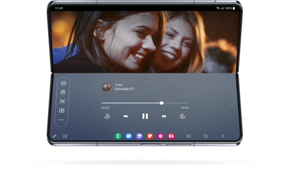 Phone open halfway through showing video on the top side of screen and edit video on the bottom