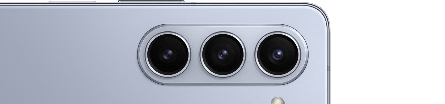The back of ZFold5 phone displaying it's 3 cameras