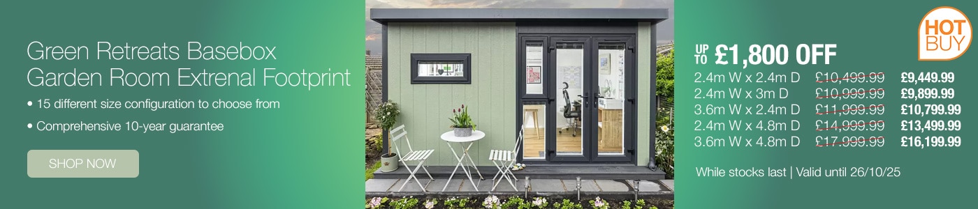 Green Retreats Basebox  Garden Room Extrenal Footprint