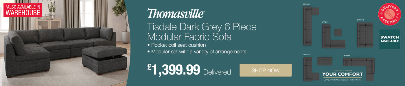Thomasville Tisdale Dark Grey 6 Piece Modular Fabric Sofa