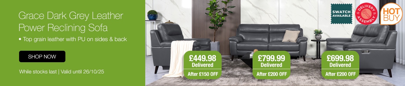 Grace Dark Grey Leather Power Reclining Sofa