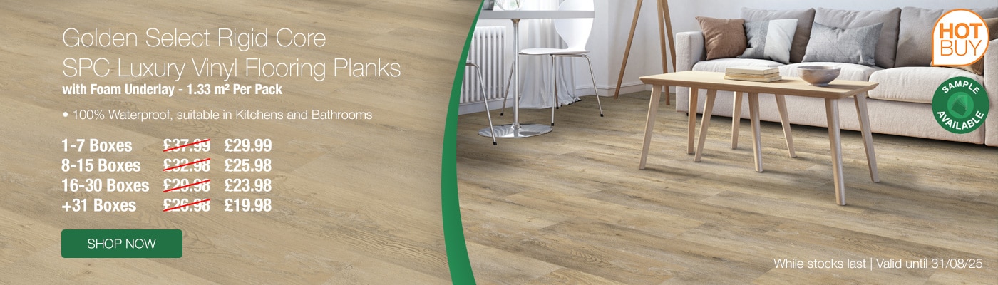 Golden Select Rigid Core SPC Luxury Vinyl Flooring Planks with Foam Underlay