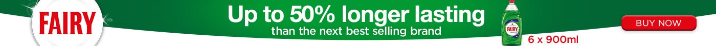 Fairy - Up to 50% longer lasting than the next best selling brand Fairy - Up to 50% longer lasting than the next best selling brand