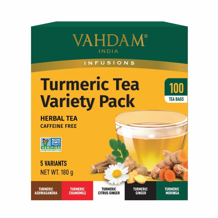 Vahdam Turmeric Tea Variety, 100 Pack images