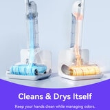 Lifestyle image of Narwal S20 Wet & Dry Vacuum Cleaner showing cleaning and drying itselfimages