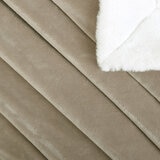Detail of Taupe ridged blanket with white sherpa lining