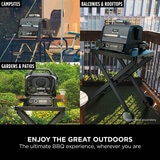 Lifestyle image of grill being used at campsites, balconies, gardensimages Lifestyle image of grill being used at campsites, balconies, gardensimages