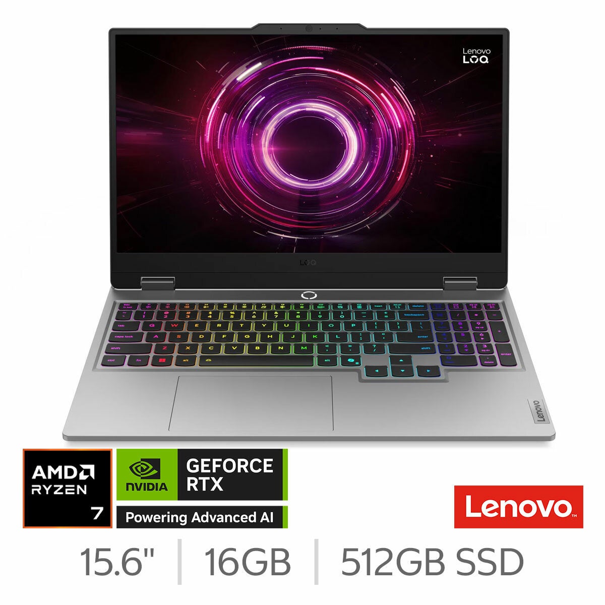Lenovo LOQ 15AHP10, AMD Ryzen 7, 16GB RAM, 512 GB SSD, NVIDIA GEFORCE RTX 5050, 15.6 Inch, Gaming Laimages