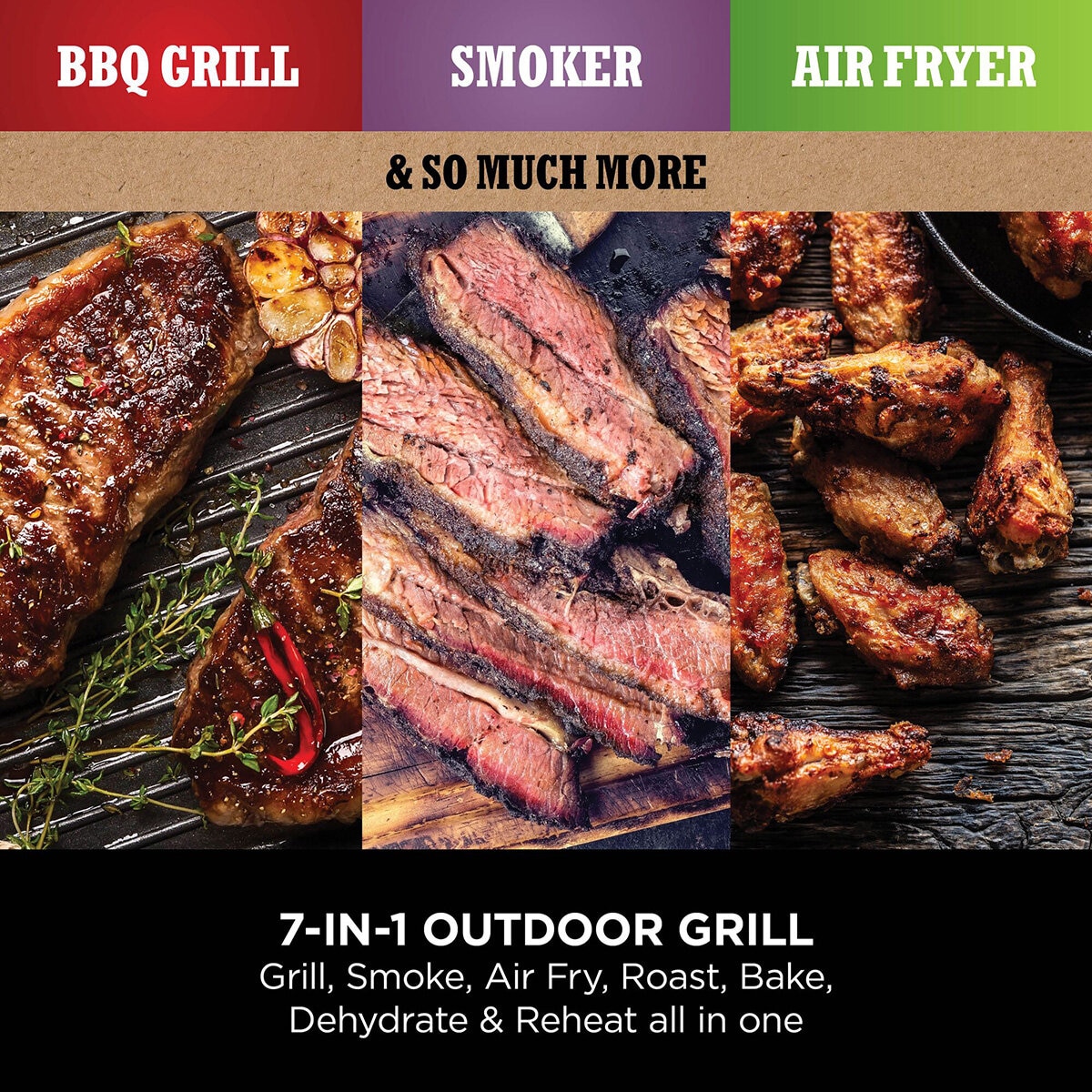 Lifestyle image showing 7 in 1 outdoor grill functionsimages Lifestyle image showing 7 in 1 outdoor grill functionsimages
