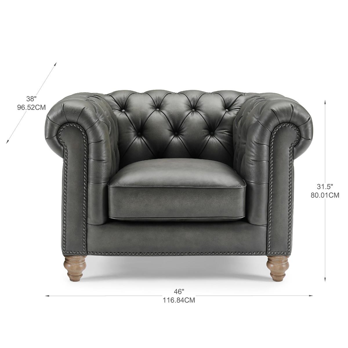 Allington Grey Leather Chesterfield Armchair Costco UK