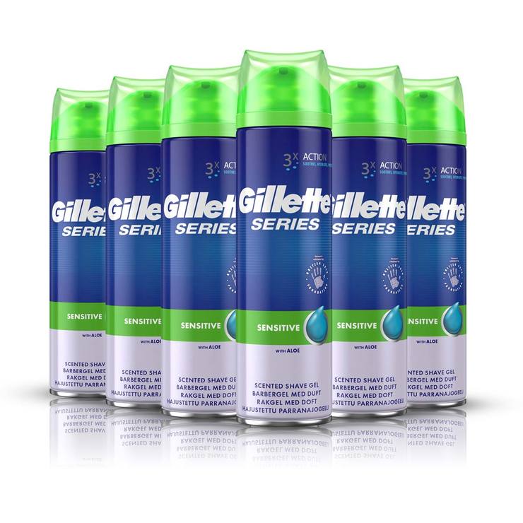 Gillette Series Sensitive Skin Shaving Gel, 6 x 200ml Costco UK
