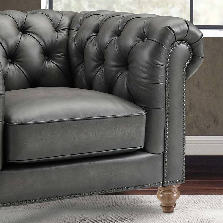 Allington Grey Leather Chesterfield Armchair Costco UK