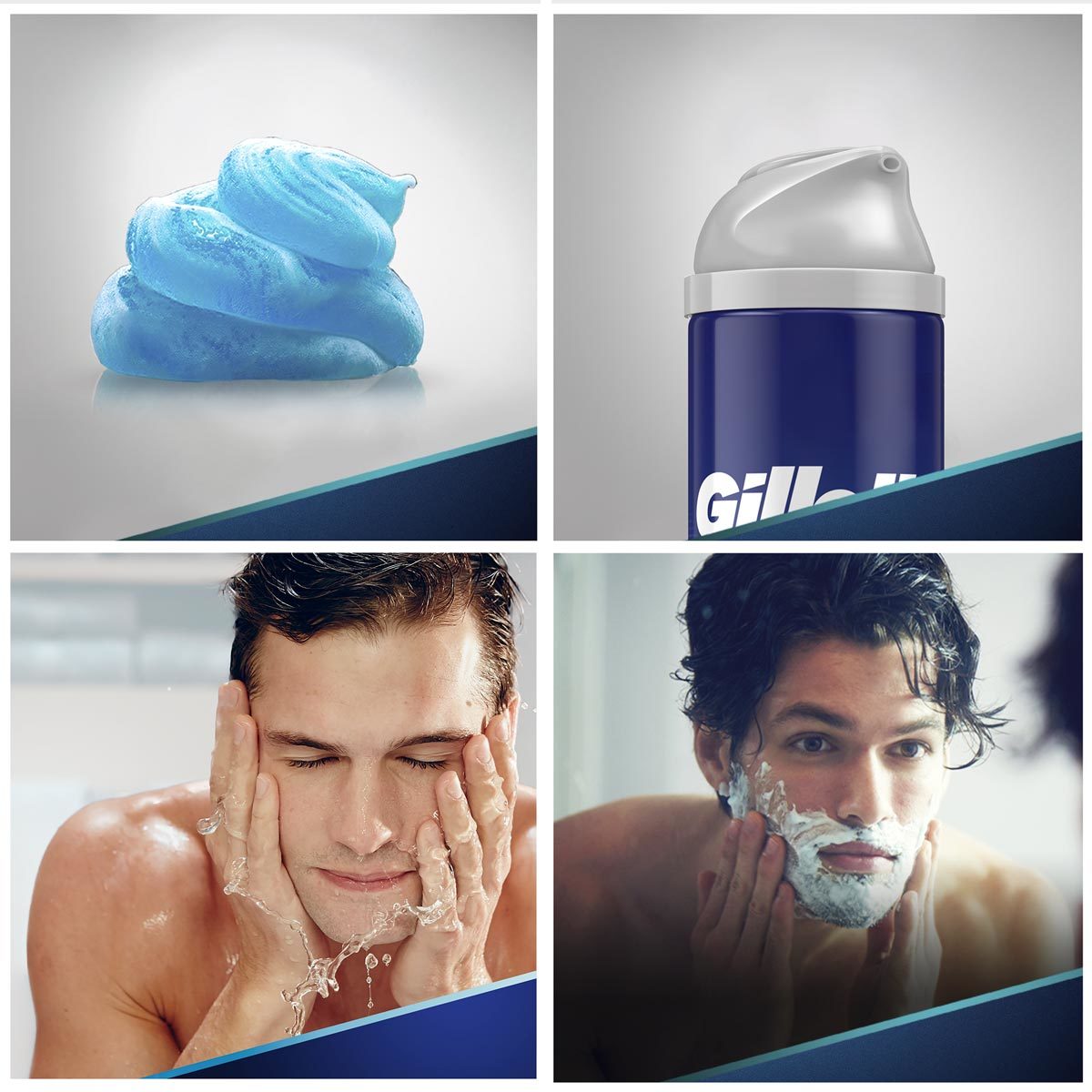 x4 lifestyle images to compliment Shaving Foam images