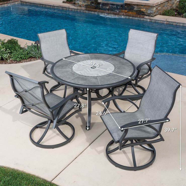 SunVilla Santa Fe 5 Piece Sling Dining Patio Set + Cover | Costco UK