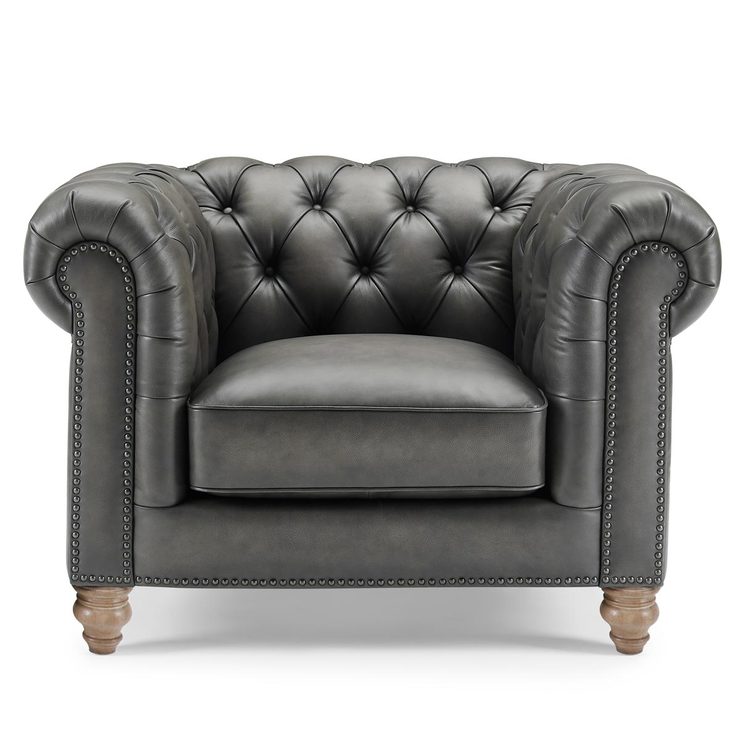 Allington Grey Leather Chesterfield Armchair Costco UK