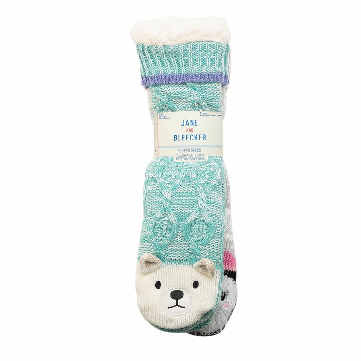 Jane & Bleecker Ladie's Critter Sock 2 Pack in Polar Bear and Penguin Jane & Bleecker Ladie's Critter Sock 2 Pack in Polar Bear and Penguin
