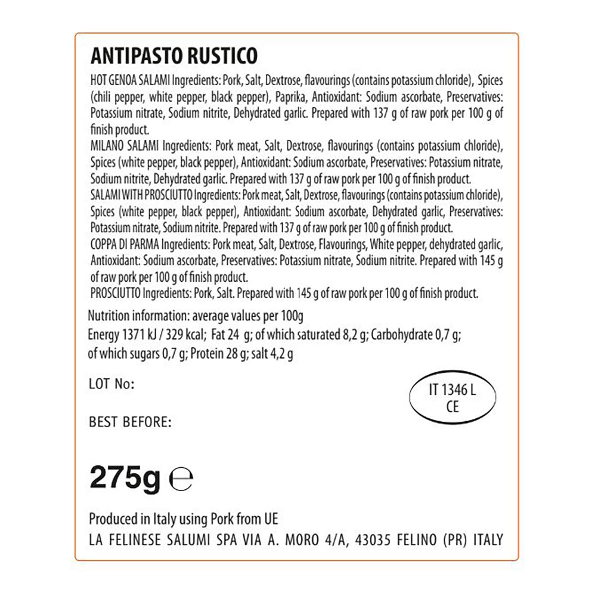 La Felinese Antipasto Rustico, 2 x 275g
