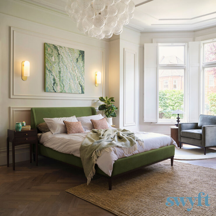 Swyft Bed 02 Green Velvet Bed Frame, King Swyft Bed 02 Green Velvet Bed Frame, King