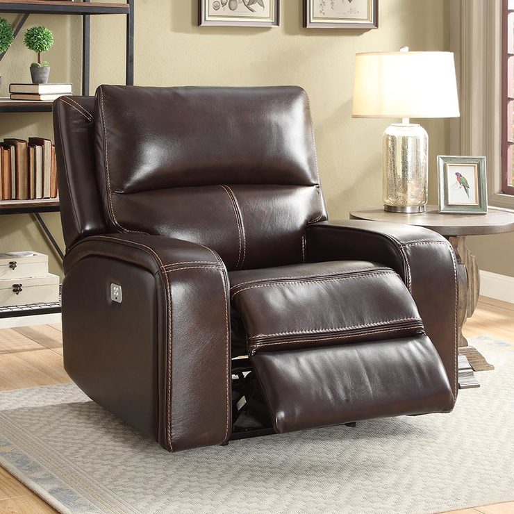 Zach Brown Leather Power Recliner Armchair Costco UK